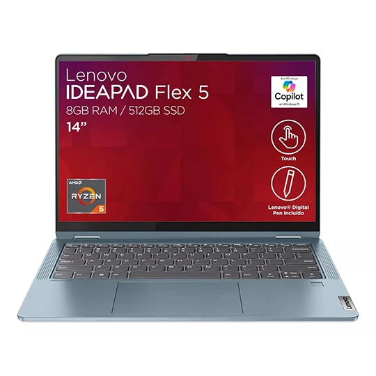 LENOVO IDEAPAD FLEX 5 14 ABR8 AMD RYZEN 5 7530U WINDOWS 11 HOME USB 2 HIBRIDO COLOR AZUL WUXGA 8GB 512 GB SSD