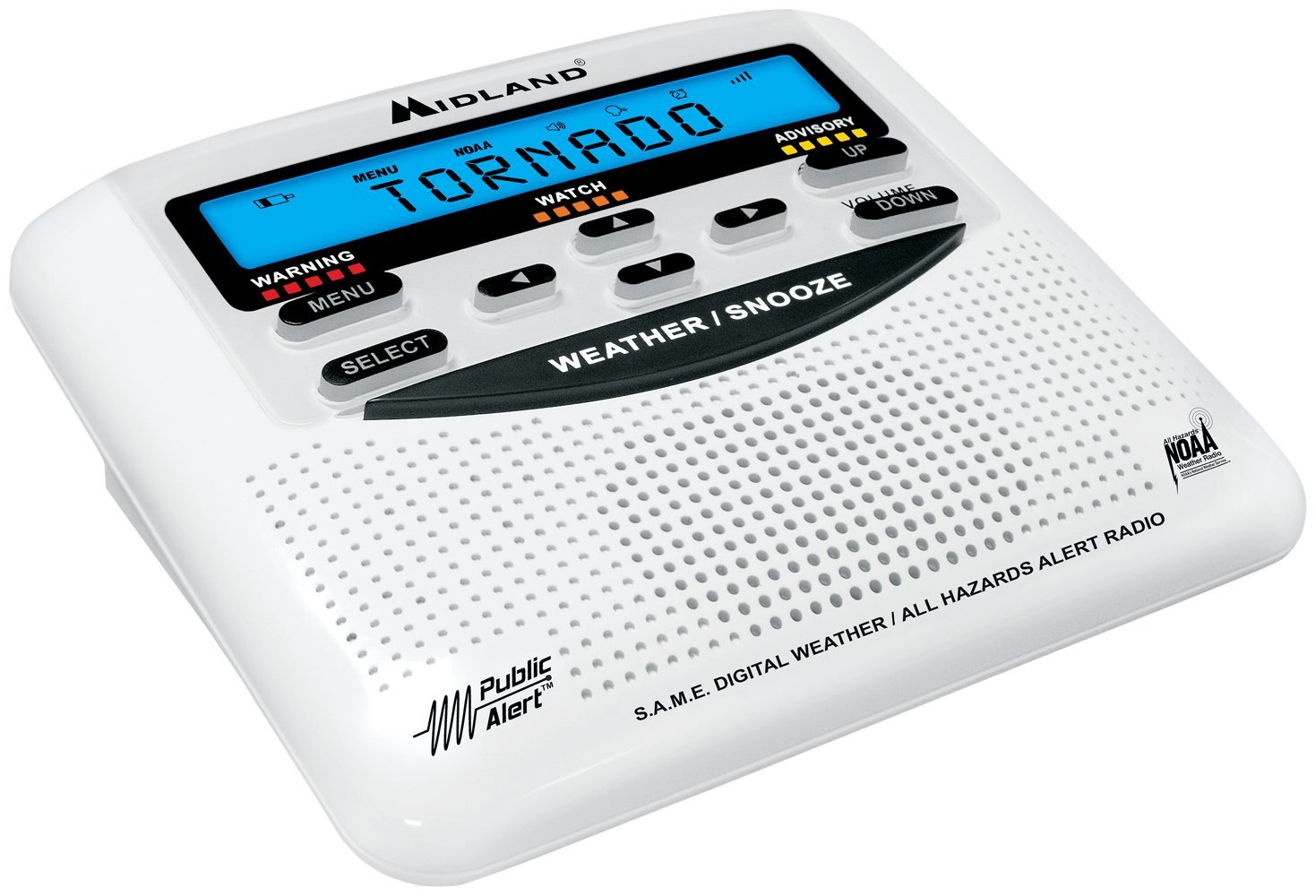Midland WR120/WR120EZ NOAA Weather Alert All Hazard Public Alert Certified Radio with SAME, Trilingual Display and Alarm Clock