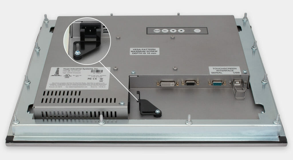 Monitor de montaje en panel y pantalla táctil industriales de 17”