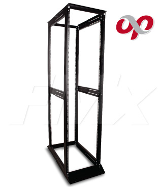 Rack de 4 Postes 44U. acero y terminado en color negro mate. • Soporta hasta 400kg(distribuido).
