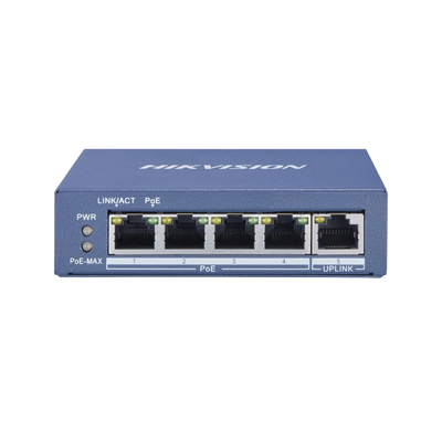 Switch Gigabit PoE+ / No Administrable / 4 Puertos 10/100/1000 Mbps PoE+ / 1 Puerto 10/100/1000 Mbps Uplink / 35 W