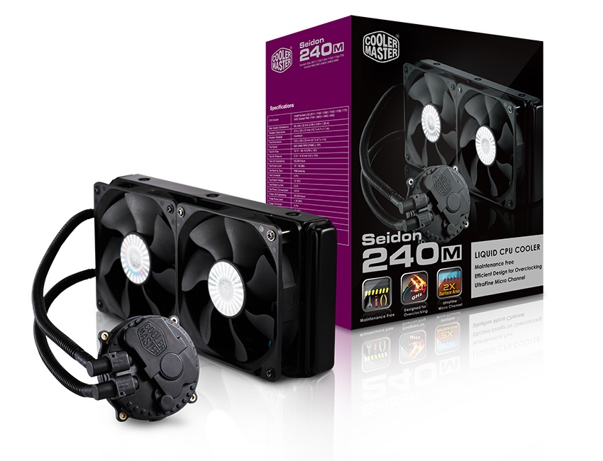 CM CA SEIDON 240M (RL-S24M-24PK-R2), CPU SOCKET INTEL LGA 2011/1366/1156/1155/1150/775 AMD SOCKET FM2+/FM2/FM1/AM3+/AM3/AM2+/AM2, RADIATOR DIMENSIONS 273 X 120 X 27 MM