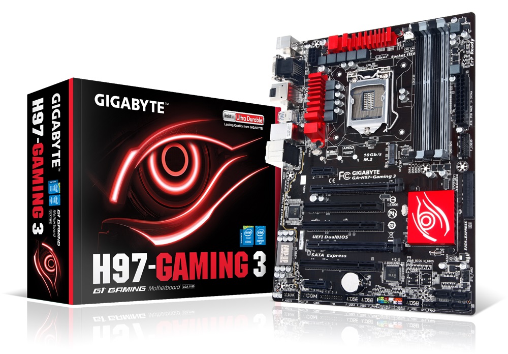 GIGABYTE MB  GA-H97-GAMING 3 SOCKET LGA1150 SUPPORT CORE I7/I5/I3/PENTIUM/INTEL/CELERON, 4 X DDR3 DIMM UP TO 32GB, 1 X D-SUB, 1 X DVI-D PORT, 1 X HDMI PORT, 1 X DISPLAY PORT