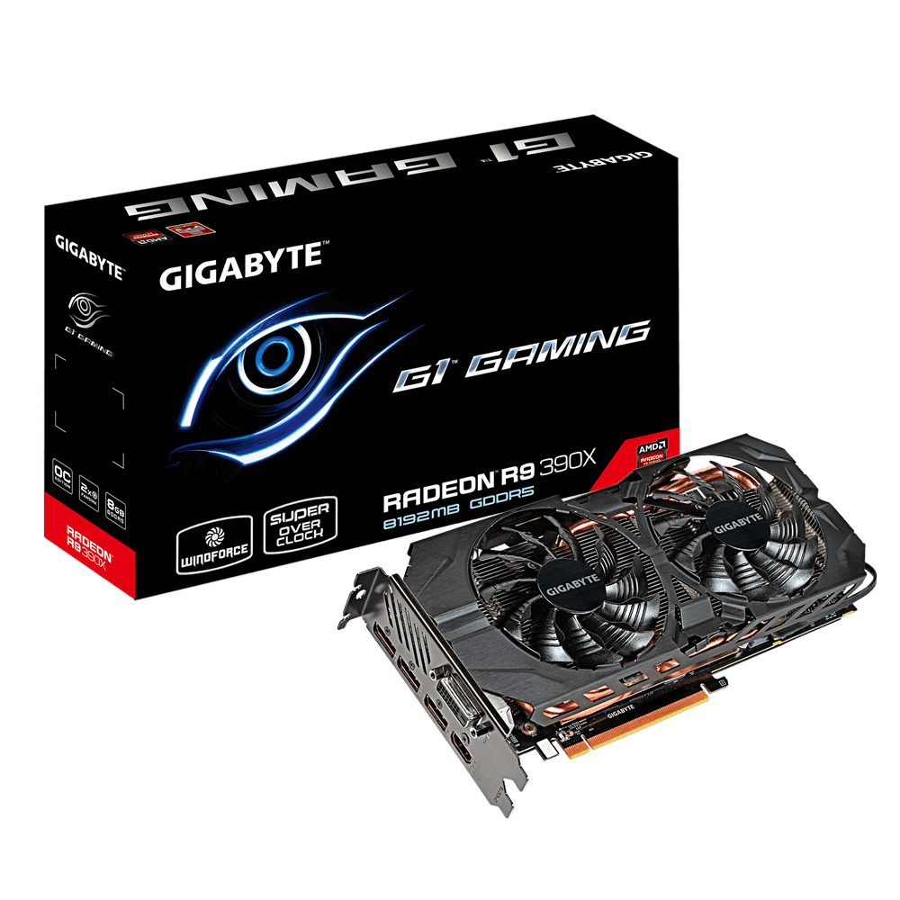 GIGABYTE VC GV-R939XG1 GAMING-8GD, CHIPSET RADEON R9 390X, 8GB GDDR5, PCI-E 3.0, MAX RESOLUTION 4096 X 2160, MULTI VIEW 4, DUAL-LINK DVI-D / HDMI / DISPLAY PORT*3