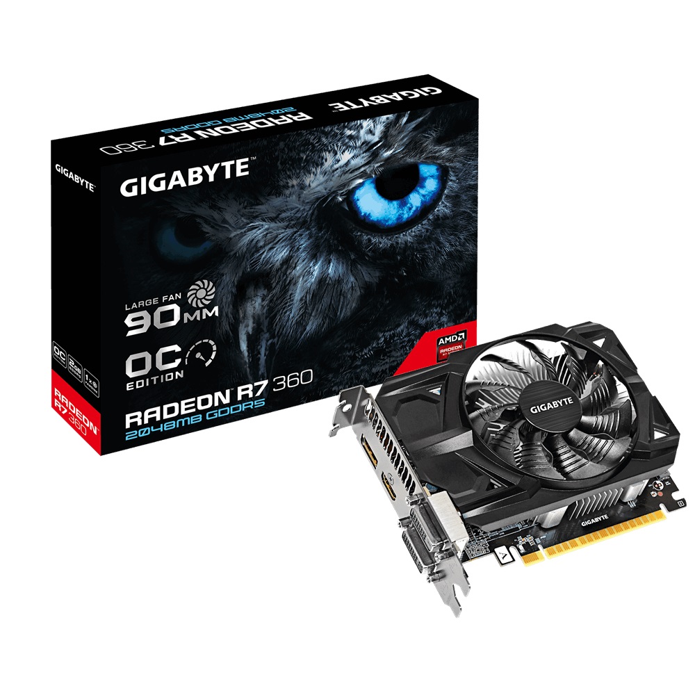 GIGABYTE VC GV-R736OC-2GD, CHIPSET RADEON R7 360, 2GB GDDR5, PCI-E 3.0, MAX RESOLUTION 4096 X 2160, MULTI VIEW 4, DUAL-LINK DVI-D / HDMI / DISPLAY PORT