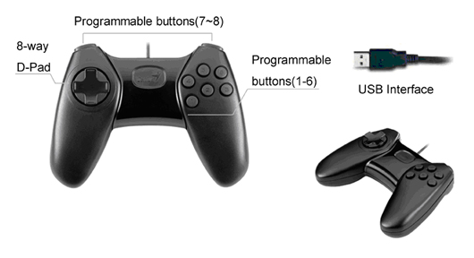 CONTROL P/JUEGOS GENIUS USB BASIC G-08X2