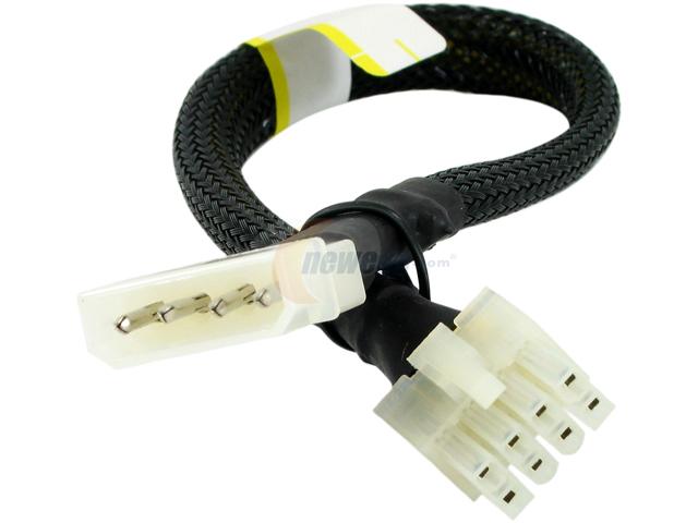 1ST PC CORP. Model CB-4M-8F 12\" 8-pin/P4+P4-pin EPS female converted from molex 4-pin male Cable