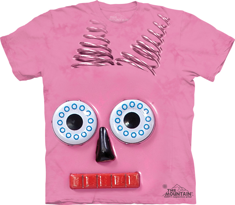 Big Face Pink Robot T-Shirt