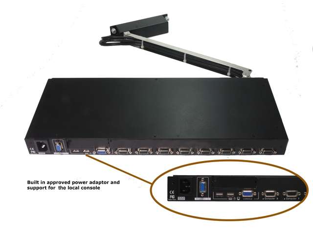 QDIN 1U Rackmount 17\" LCD, 8-port Combo KVM w/8 Combo cables.
