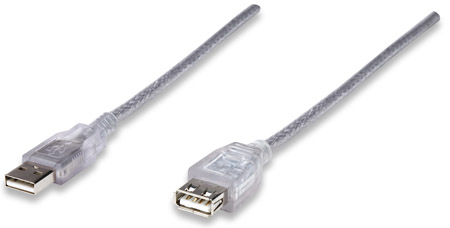 CABLE USB V2,0 EXTENSION 4,5 M PLATA
