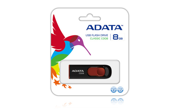 MEMORIA USB ADATA 8GB NEGRO CON ROJO CLASSIC C008 C008BK/8GB