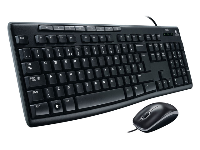 Logitech MK200, USB, PC/server, Estándar, Negro, 1000 DPI, Óptico