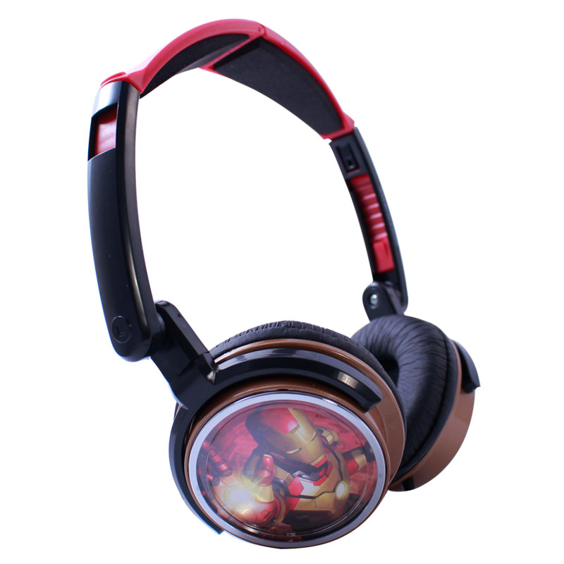 Audifonos tipo DJ de Iron Man 3, sonido stereo para cualquier reproductor de musica modelo (SKRDJ-IRON3) Color Negro con Rojo.