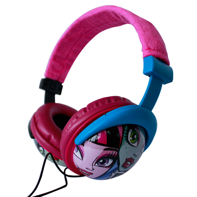 Audifonos tipo DJ de Monster High, sonido stereo para cualquier reproductor de musica modelo (SKR-35148N-SP) Color Rosas con Azul.
