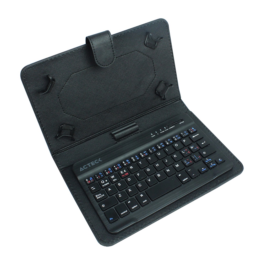 Funda con teclado Magnético  MiCover Acteck - Teclado bluetooth compatible con Android/ Windows/ IOS, 7 pulgadas, Batería Recargable, 78 teclas, uso: 8 hrs