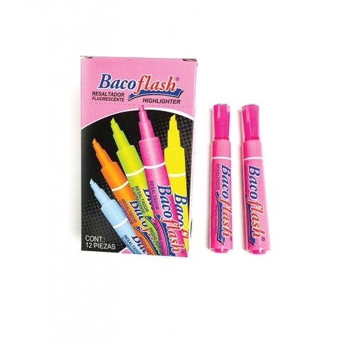 Resaltador BACO BACOFLASH 99365 Rosa. Plegadiza con 12 Piezas -