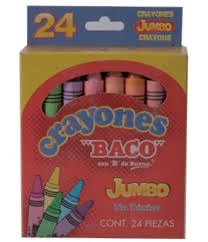 Crayones BACO Redondos 65469. Surtido con 24 Piezas Colores Variados -