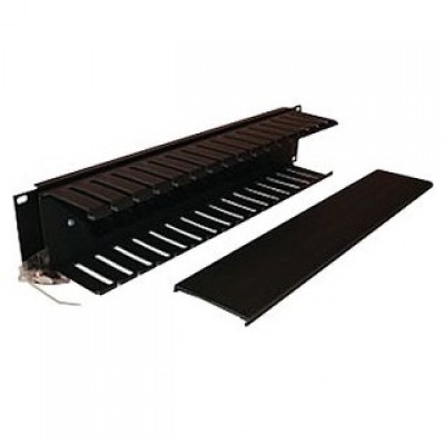 Organizador Horizontal 2UR con Tapa BELDEN 9512-1902N - Negro, 48.3 cm (19"), 76.2 mm