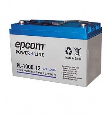 Acumulador EPCOM PL-100-D12 - Sealed Lead Acid (VRLA), 100000 mAh, Dispositivo de seguridad, 12 V, Azul, Blanco