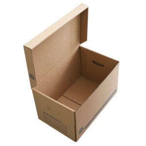 Caja Archivo GEO 005 - Tamaño Oficio. Medidas Extendida 134.9 ancho x 120.3 largo cm. Paca con 20 Piezas
