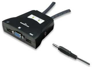 MUX KVM Mini USB 2:1 con Cables+Audio - MANHATTAN, Mini Switch KVM de 2 puertos