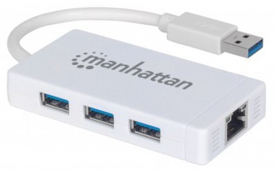 507578 Hub de 3 puertos USB 3.0 con Adaptador Gigabit Ethernet para UltraBook y Macbook -