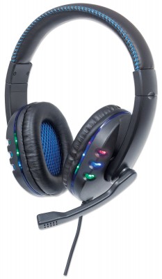 Audifonos MANHATTAN con Microfonos USB Gaming - PC/Juegos, Negro, Alámbrico, USB, 1, 8 m