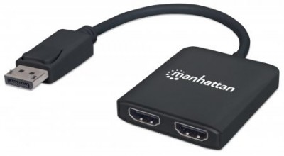 Adaptador de  DisplayPort a 2 HDMI MANHATTAN 152716 - Negro, DisplayPort, DisplayPort, HDMI, Macho/hembra