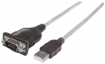 Convertidor de USB a Puerto Serial MANHATTAN 151832 - 1, 8 m, Plata, USB, DB9, Macho/Macho
