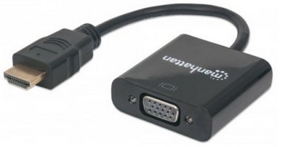 Convertidor  HDMI a VGA MANHATTAN - HDMI, VGA, Micro-USB, Macho/hembra, Negro
