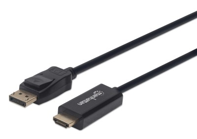 Cable DisplayPort a HDMI MANHATTAN 153195 - 1 m, DisplayPort, HDMI, Negro, Macho/Macho, Para Pantalla UHD