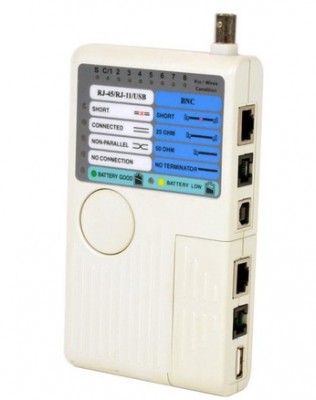 Probador de cables red LOGICO LT705 - Color blanco, BNC, IEEE-1394, RJ-11, RJ-45, USB, Si