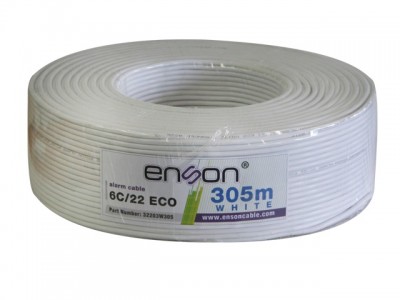 Cable para Alarma 6C/22W Serie ECO Bobina ENSON 32203W305 - 305 m, Blanco, Multi-Wire 22 AWG, Cobre