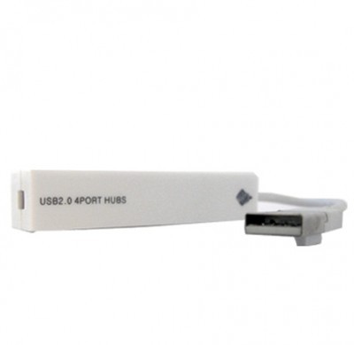 Hub USB BROBOTIX - USB 2.0, Color blanco, 4 puertos