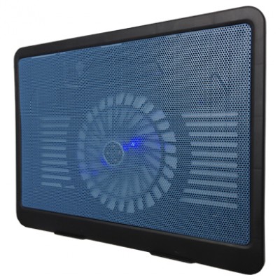 Base Enfriadora - Luz Led, Angulo Ajustable, 1 Hub USB, 9 a 15 Pulgadas, Negro-Azul, BROBOTIX 044695A