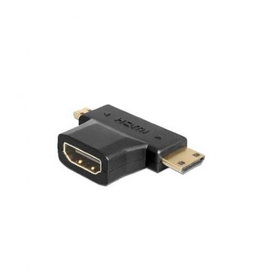 Adaptador HDMI  BROBOTIX 154134 - Negro, HDMI, Micro-HDMI, Mini HDMI, Hembra/Macho