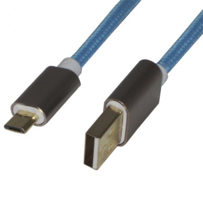 Cable Micro USB BROBOTIX 774018A - 1 m, USB A, Micro-USB B, Macho/Macho, Azul