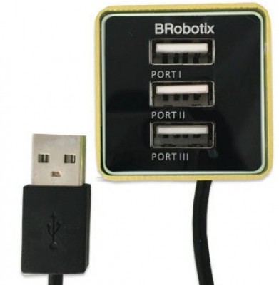 HUB USB BROBOTIX 247740D - USB 2.0, Dorado, 3 puertos