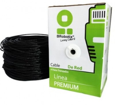 Bobina UTP - CAT5e, 100 m, Exterior Doble Forro, Negro, CCA, BROBOTIX 055100