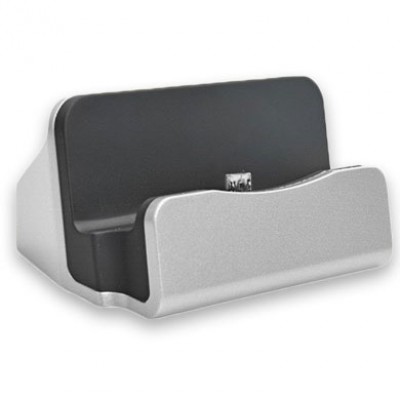 CARGADOR USB DE PEDESTAL MICRO USB BROBOTIX 005027 - Plata, Corriente alterna / MicroUSB