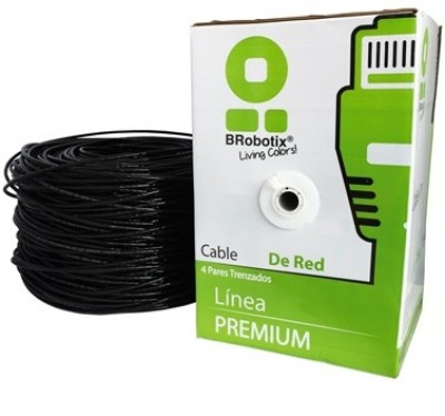 Bobina UTP - CAT6, 100 m, Exterior Doble Forro, Negro, CCA, BROBOTIX 176122
