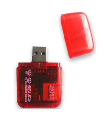 Lector USB BROBOTIX 896523R - Rojo, USB 2.0