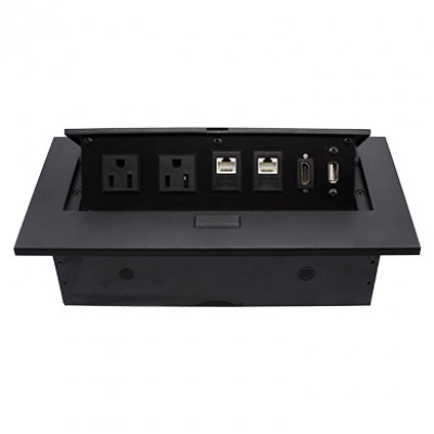 Caja de Mesa - RJ45 Cat 6, HDMI, USB V2.0, Nema 5-15R, Negro, BROBOTIX 170906