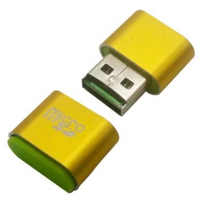Lector USB BROBOTIX Lector USB V2.0 Micro SD Mini Dorado - USB 2.0, Dorado, 1 puerto
