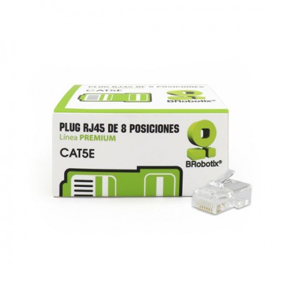 Plug RJ45 CAT5E - 8 Posiciones, Caja con 25 PI BROBOTIX 445418, Transparente