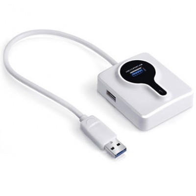 HUB USB V3.0 DE 4 PUERTOS BROBOTIX 011002 - USB 3.0, 4, 5Gbps, Blanco, 5 V DC