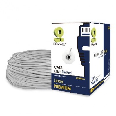 Bobina UTP - CAT6, 200 mts, Interior, Gris, CCA, BROBOTIX 651190