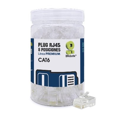 Plugs RJ45 - CAT6, Multifilar, Modular, UTP sólido, Bote c/100 Pzs, Contactos c/Chapa de oro a 30 micras, Transparente, 263861 BROBOTIX