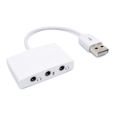 Convertidor USB a Audio 7.1 - 3 Puertos  BROBOTIX 6000304, Blanco, 3 puertos