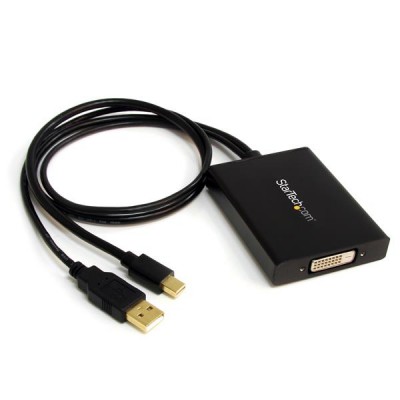 Adaptador Mini DisplayPort a DVI StarTech.com - Mini DisplayPort M, USB-A M, 25-pin DVI-D FM, Macho/hembra, Plata, Color blanco